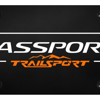 Autogold® - UV Printed Black License Plate with Passport Trailsport Logo