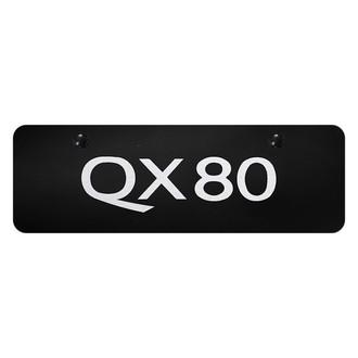 Autogold® - Black Mini Size License Plate with Laser Etched QX80 Logo