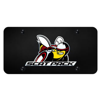 Autogold® - UV Printed Black License Plate with 3D Scat Pack Logo