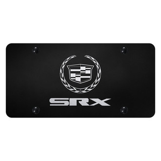 Autogold® - Black License Plate with Laser Etched Cadillac SRX Logo and Cadillac Emblem