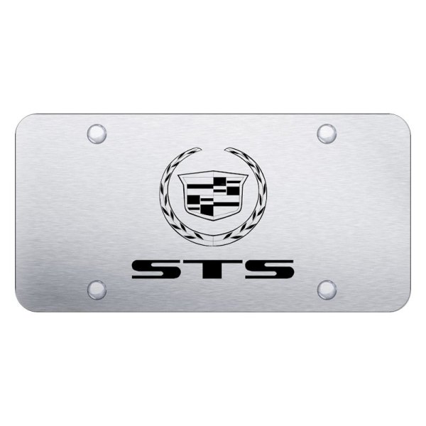 Autogold® - License Plate with Laser Etched STS Logo and Cadillac Emblem