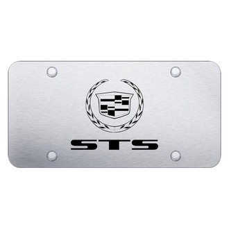 Autogold® - Chrome License Plate with Laser Etched STS Logo and Cadillac Emblem