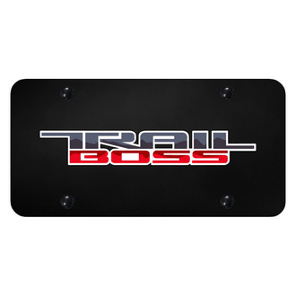 Autogold® - UV Printed Black License Plate with Red Trail Boss Logo