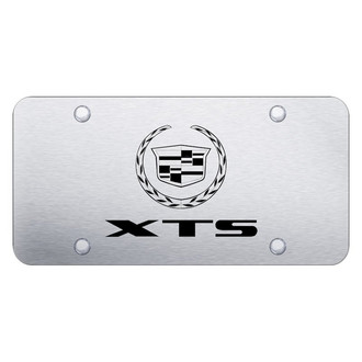 Autogold® - Brushed License Plate with Laser Etched XTS Logo and Cadillac Emblem