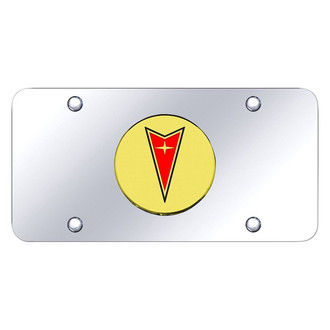 Autogold® - Chrome License Plate with 3D Gold Pontiac Emblem