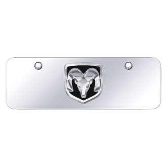 Autogold® - Chrome Mini Size License Plate with 3D Chrome / Black Ram OEM Emblem