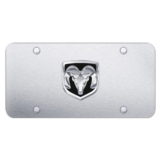 Autogold® - Brushed License Plate with 3D Chrome / Black Ram OEM Emblem