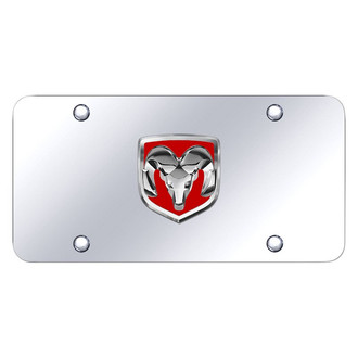 Autogold® - Chrome License Plate with 3D Chrome / Red Ram OEM Emblem