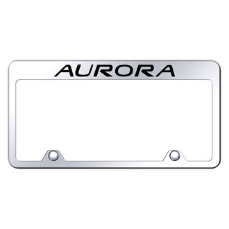 Autogold® - Inverted Chrome License Plate Frame with Engraved Aurora Logo