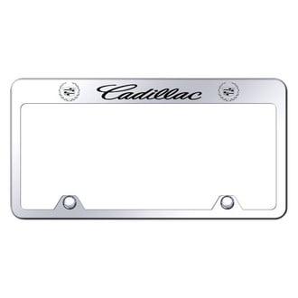 Autogold® - Inverted Chrome License Plate Frame with Engraved Cadillac Logo