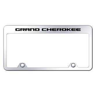 Autogold® - Inverted Chrome License Plate Frame with Engraved Grand Cherokee Logo