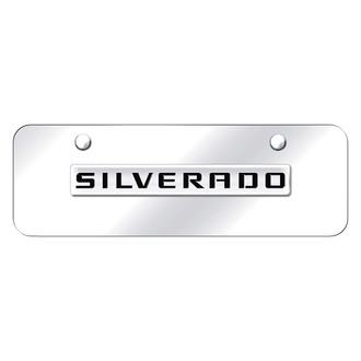 Autogold® - Chrome Mini Size License Plate with 3D Chrome Silverado Logo