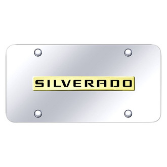 Autogold® - Chrome License Plate with 3D Gold Silverado Logo