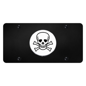 Autogold® - Black License Plate with 3D Chrome Skull Logo