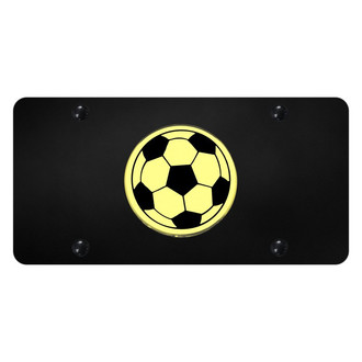 Autogold® - Black License Plate with 3D Gold Soccer Ball Logo