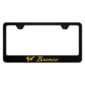 Autogold® - UV Printed Black License Plate Frame with Orange Fill Bronco Logo