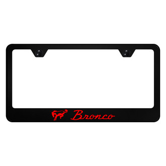 Autogold® - UV Printed Black License Plate Frame with Red Fill Bronco Logo