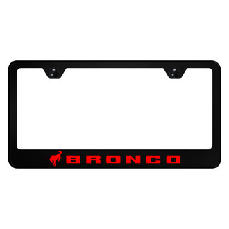 Autogold® - UV Printed Black License Plate Frame with Red Fill Bronco 2020 Logo