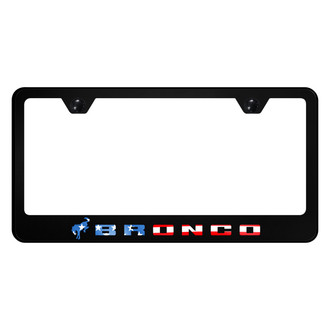 Autogold® - UV Printed Black License Plate Frame with White Fill Bronco 2020 Flag Logo