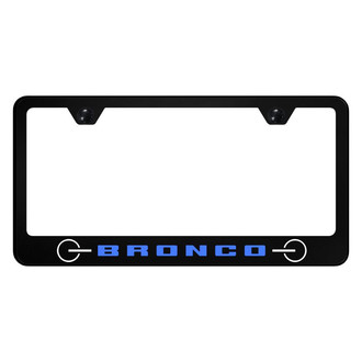 Autogold® - UV Printed Black License Plate Frame with Blue Bronco 2020 Grill