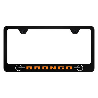Autogold® - UV Printed Black License Plate Frame with Orange Bronco 2020 Grill