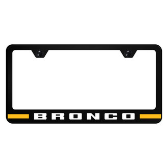 Autogold® - UV Printed Black License Plate Frame with Orange Bronco Stripe