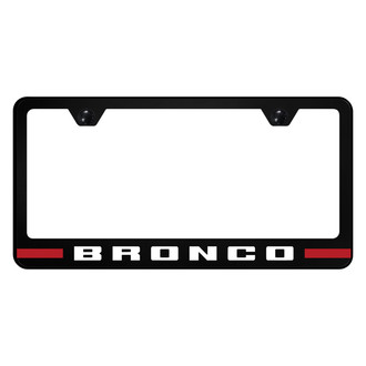Autogold® - UV Printed Black License Plate Frame with Red Bronco Stripe