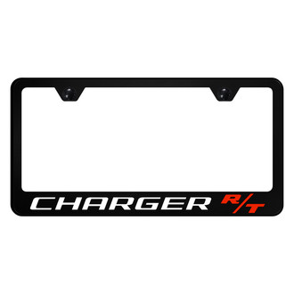 Autogold® - UV Printed Black License Plate Frame with Charger R/T Logo