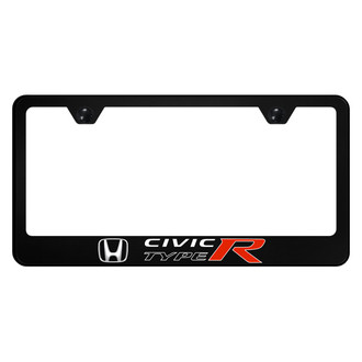 Autogold® - UV Printed Black License Plate Frame with Civic Type R Logo