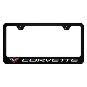 Autogold® - UV Printed Black License Plate Frame with Corvette C5 Logo