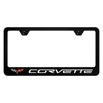 Autogold® - UV Printed Black License Plate Frame with Corvette C6 Logo