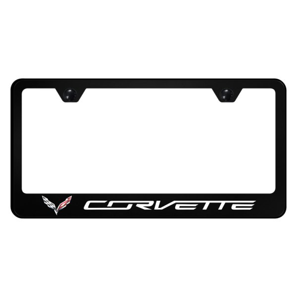 Autogold® - UV Printed License Plate Frame with Corvette C7 Logo