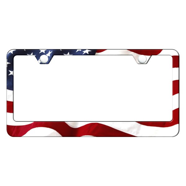 Autogold® - UV Printed License Plate Frame with USA Flag Logo