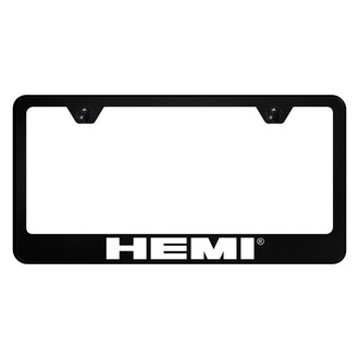 Autogold® - UV Printed Black License Plate Frame with White HEMI Logo