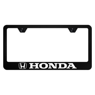 Autogold® - UV Printed Black License Plate Frame with White Fill Honda Logo
