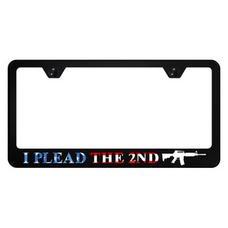 Autogold® - UV Printed Black License Plate Frame with I Plead the Second Logo