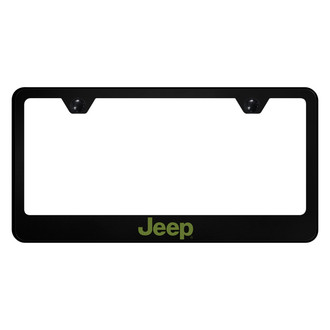 Autogold® - UV Printed Black License Plate Frame with Green Jeep Logo