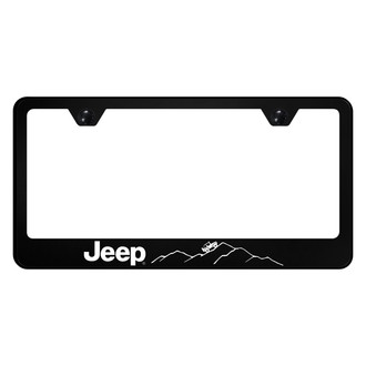 Autogold® - UV Printed Black License Plate Frame with Jeep Mountain Logo
