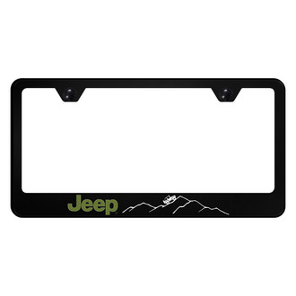Autogold® - UV Printed Black License Plate Frame with Jeep Green Mountain Logo
