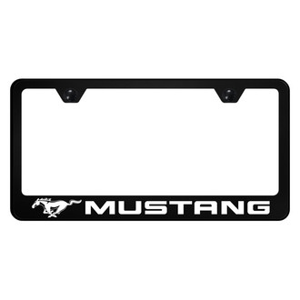 Autogold® - UV Printed Black License Plate Frame with Mustang Logo