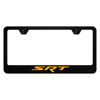 Autogold® - UV Printed Black License Plate Frame with Orange SRT Logo