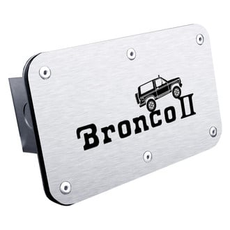 Autogold® - Brushed Hitch Cover with Bronco II Climbing Logo for 2" Receivers