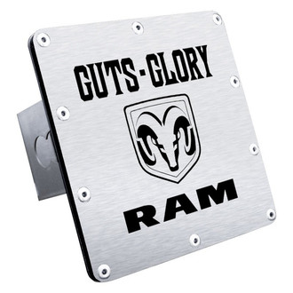 Autogold® - Class 3 Brushed Hitch Cover with Guts-Glory Ram Logo for 2" Receivers
