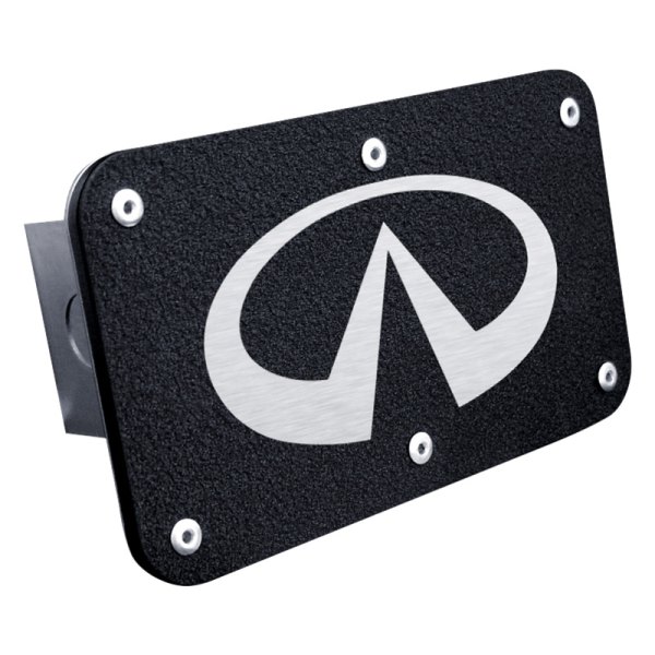 Autogold® - Rugged Black Hitch Cover with Brushed Infiniti Logo for 2" Receivers