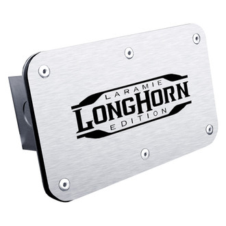 Autogold® - Brushed Hitch Cover with Longhorn Laramie Logo for 2" Receivers