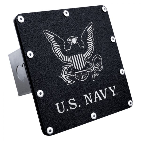 Autogold® - Rugged Black Hitch Cover with US Navy Logo for 2" Receivers