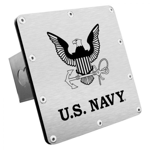 Autogold® - Brushed Hitch Cover with US Navy Logo for 2" Receivers