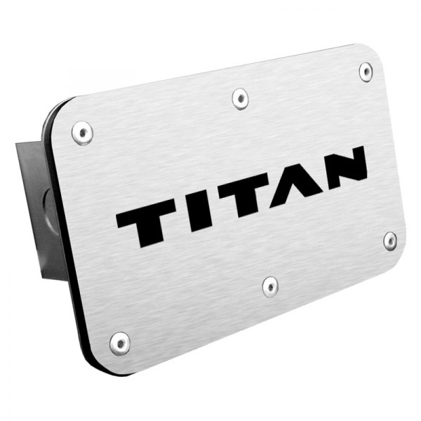 Autogold® - Brushed Hitch Cover with Titan Logo for 2" Receivers