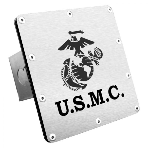Autogold® - Brushed Hitch Cover with US Marine Corps Logo for 2" Receivers