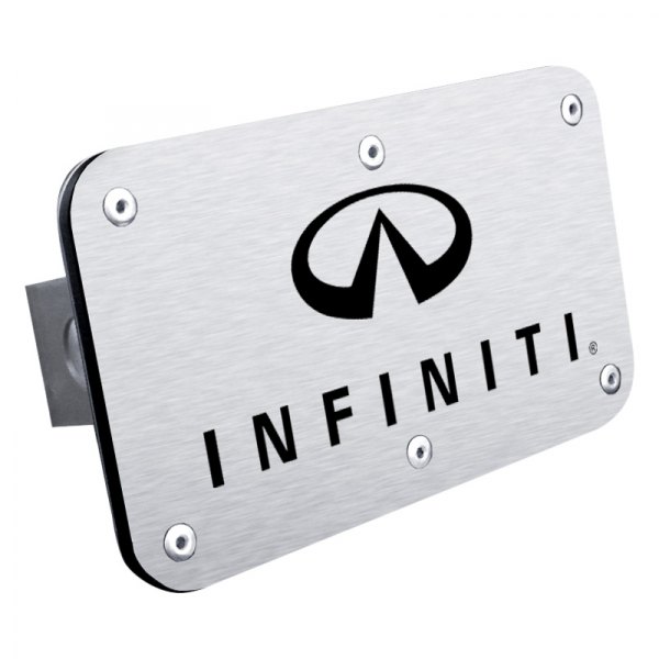 Autogold® - Brushed Hitch Cover with Black Infiniti Logo for 1-1/4" Receivers